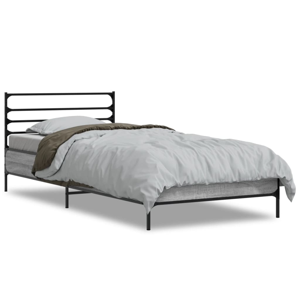 Bed Frame without Mattress Grey Sonoma 90x190 cm Single
